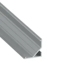 Szary profil aluminiowy do LED, z rowkami, idealny do montażu oświetlenia.