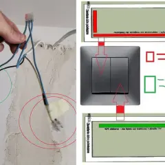 Instrukcja jak podłączyć halogeny led 230v: przewody do podłączenia oświetlenia sufitowego, schemat przełącznika i oznaczenia kabli.