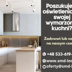 Nowoczesna kuchnia z wyspą i okapem. Szukasz oświetlenia kuchni inspiracje? Zadzwoń lub napisz!