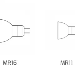 Różne rodzaje żarówek halogenowych: GU10, MR16, MR11 i G4.