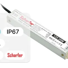 Profesjonalne zasilacze wodoodporne Scharfer 12V 20W, IP67, idealne do trudnych warunków.