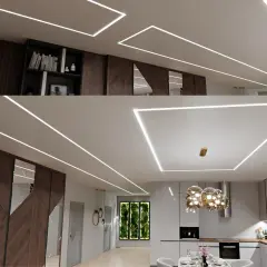 Nowoczesne sufity podwieszane z taśmą LED tworzą eleganckie linie świetlne, idealne do każdego wnętrza.