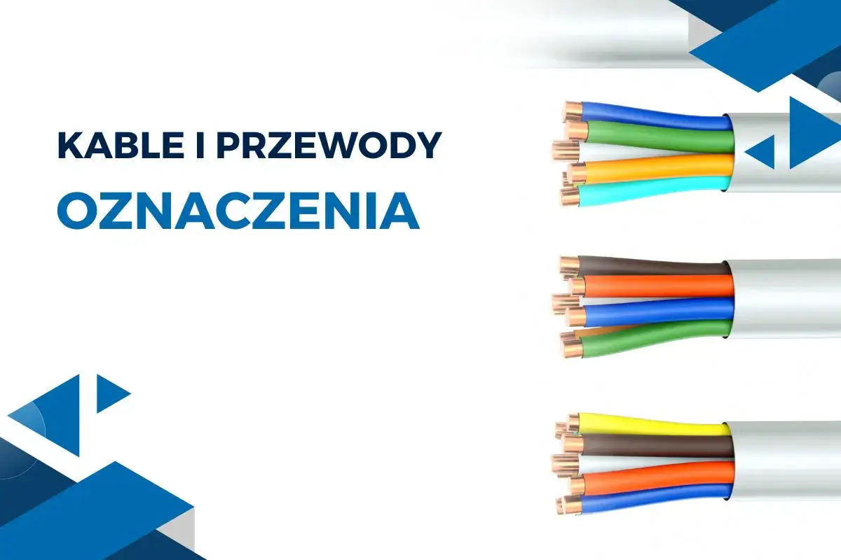Kolory przewodów elektrycznych: niebieski, zielony, pomarańczowy, turkusowy, brązowy, żółty. Różne wiązki kabli.