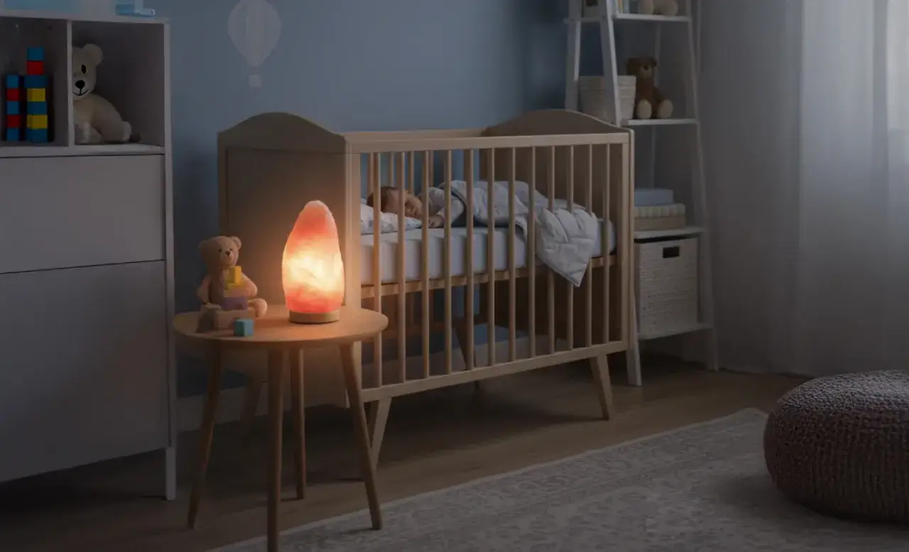 Ciepłe światło lampy solnej tworzy przytulną atmosferę w pokoju dziecka. Jej właściwości mogą wspierać spokojny sen maluszka.